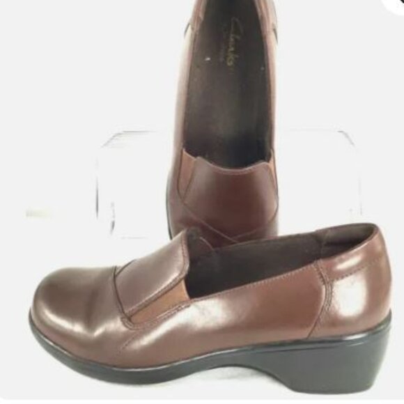 NWOB Clarks Bendables Loafers Womens Size 6.5 Dark Brown Leather Slip On - Picture 3 of 11